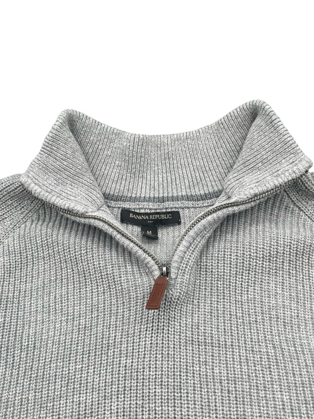 BANANA REPUBLIC Men's Light Gray Zip Mock-Neck Sweater Men’s Medium - Picture 4 of 8